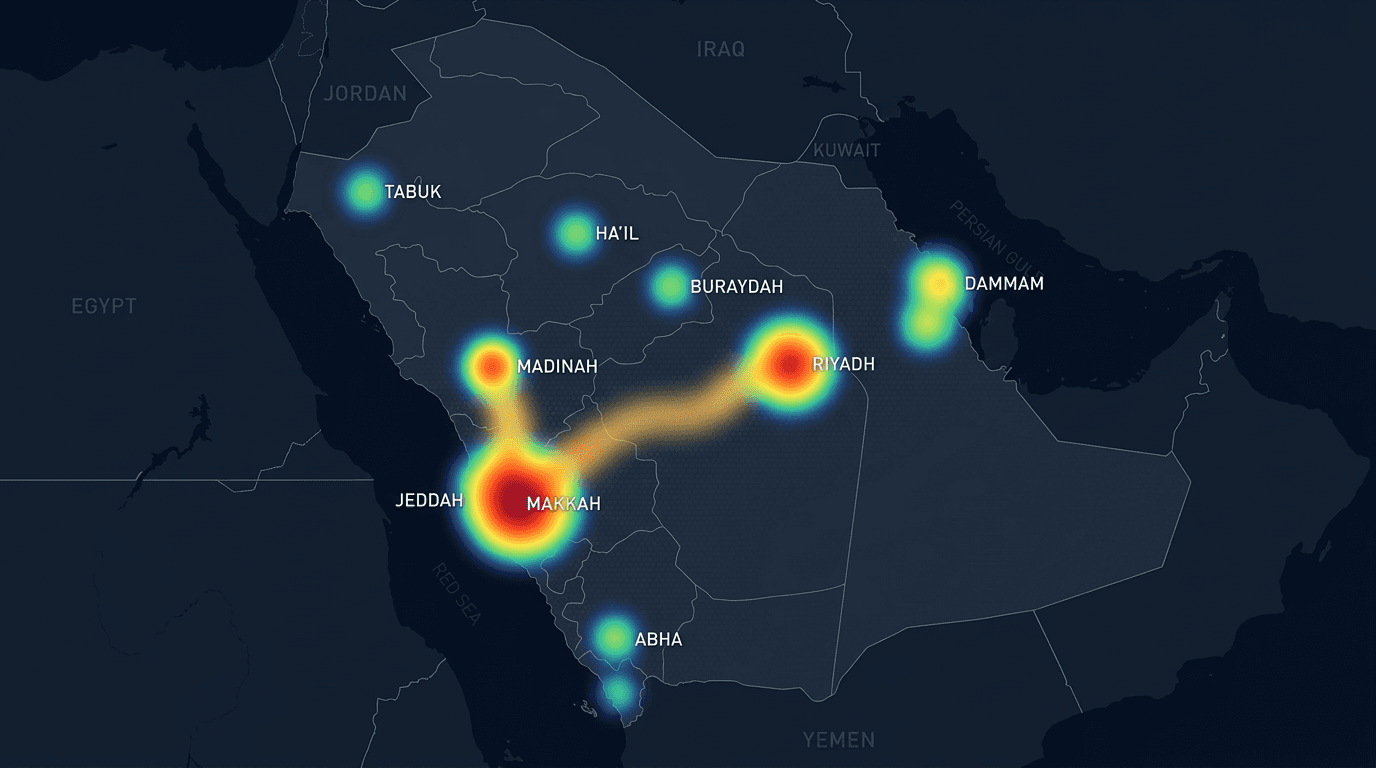 Saudi Arabia 5G coverage heatmap